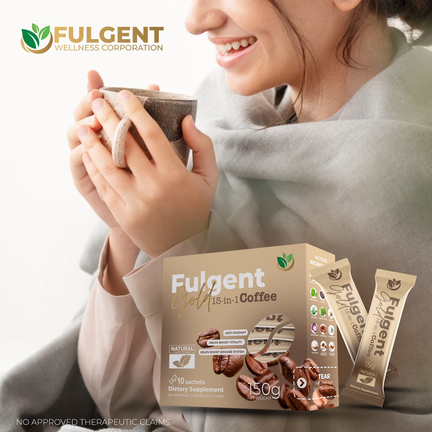 15 in 1 Fulgent Gold All Natural Coffee